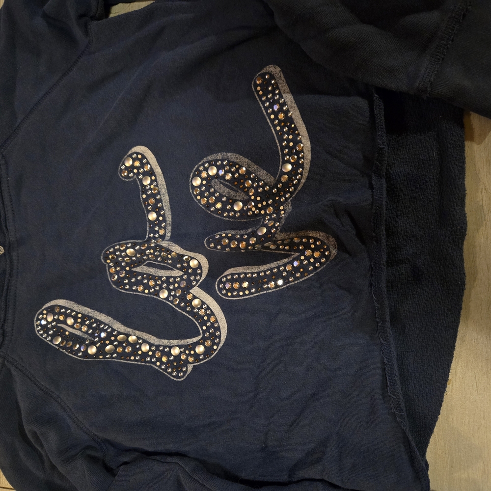 Black Sweatshirt with Rhinestone Design